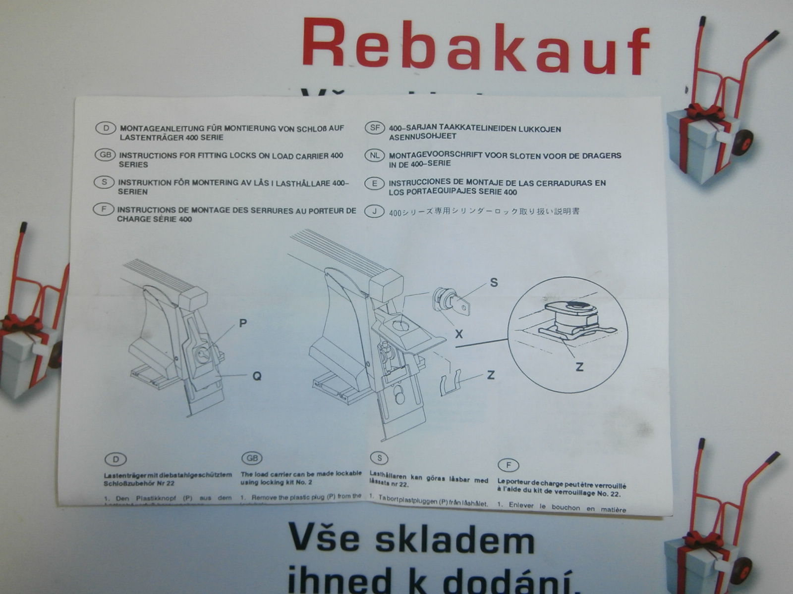 Sada 4 zámků na střešní nosič - zahrádku