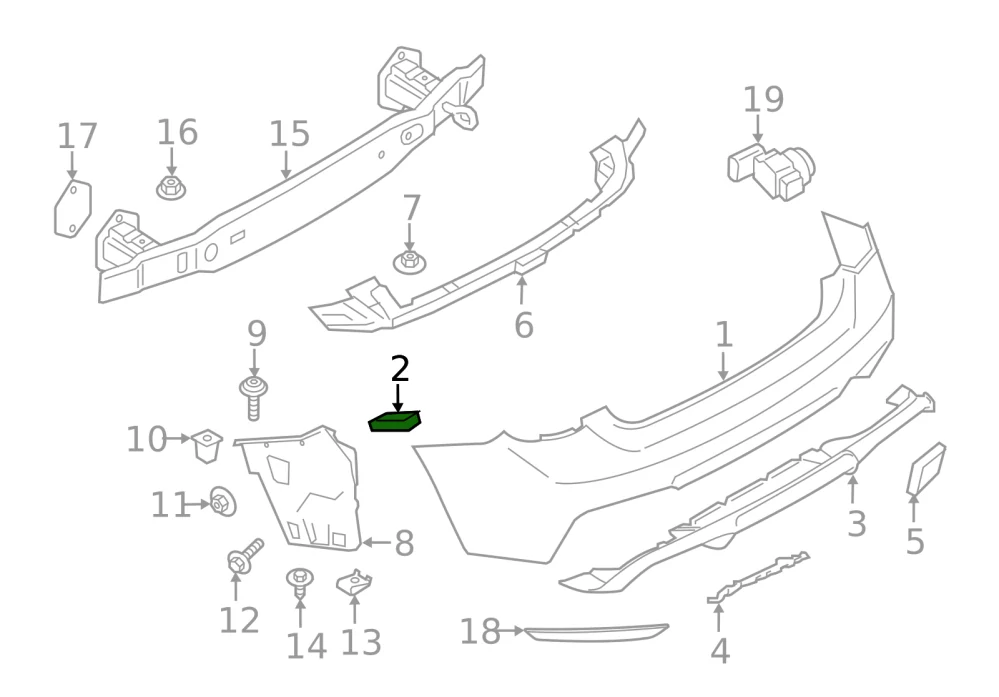 Pravá ochranná folie zadní nárazník BMW 2 F87 M2 2014-2021 - ORIGINÁL