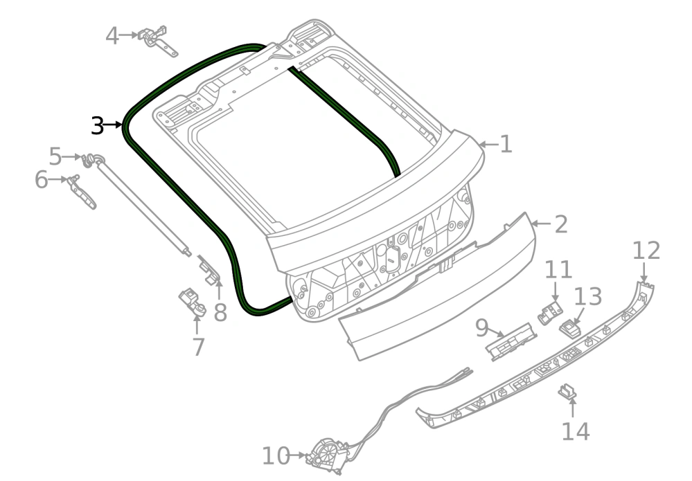 Těsnění zadních výklopných dveří BMW X6 G06 M F96 2018-2025 - ORIGINÁL