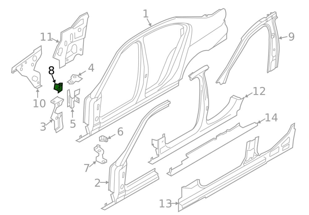 Pravý držák přední blatník BMW E60 E61 F07 F10 F11 F12 F13 F01 F15 F16