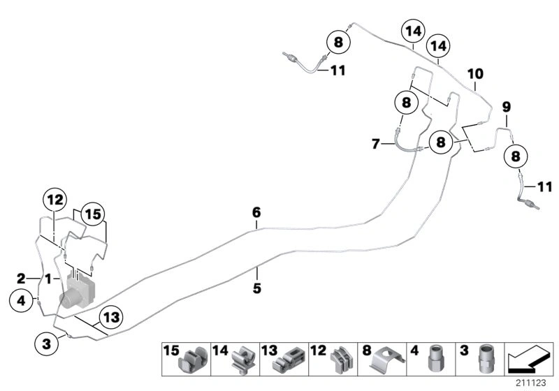 Zadní brzdové vedení BMW 3 E90 E91 E92 E93 , X1 E84 - ORIGINÁL