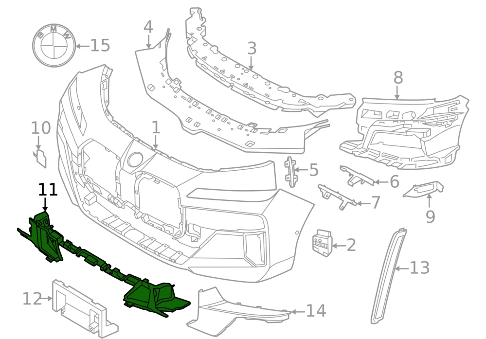 Vedení vzduchu přední M nárazník BMW 7 G70 G73 2021-2025 - ORIGINÁL