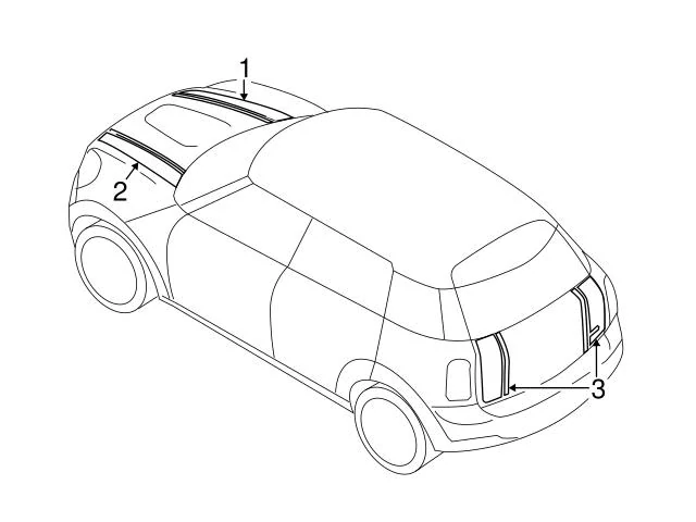 Sada dekorační bílé pruhy zadní 5. dveře MINI Countryman R60 2010-2016