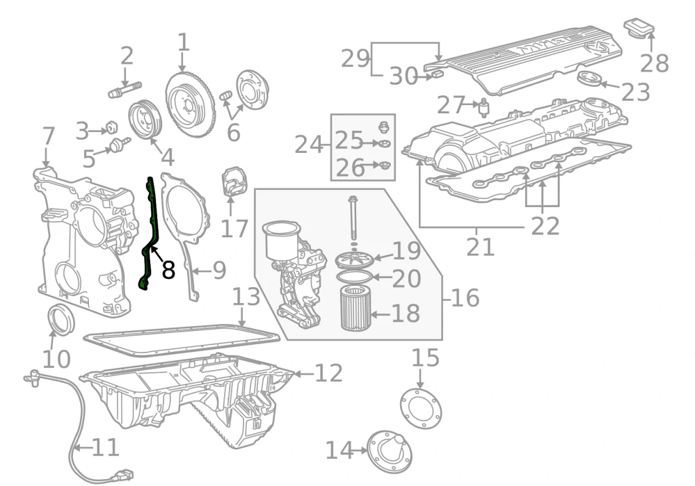 Těsnění rozvodové ústrojí BMW 3 E36 , 5 E39 , 7 E38 , Z3 - LAND ROVER
