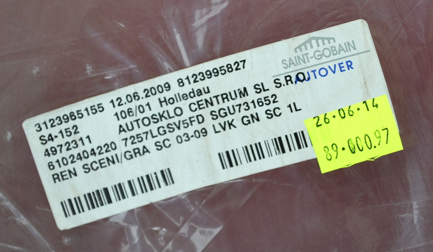 LP boční sklo - autosklo RENAULT SCÉNIC II 03-09
