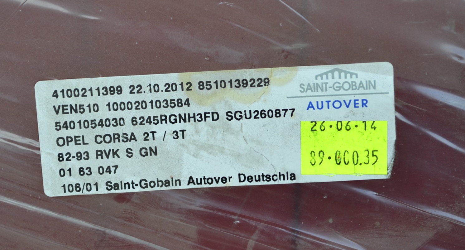 PP boční sklo - autosklo OPEL CORSA A 3 dv. 82-93