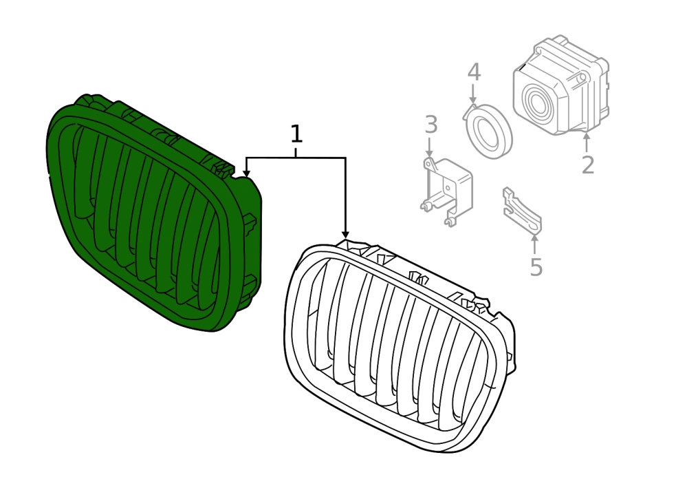 Pravá maska - mřížka chladiče BMW X5 F15 F85 2013-2018 - ORIGINÁL