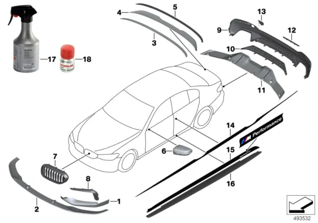Střední kryt zadního nárazníku BMW 5 G30 G31 2016-2020 - ORIGINÁL