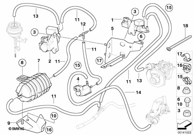 Měnič tlaku turbodmychadlo BMW 5 E60 E61 - 535 d 2004-2010 - ORIGINÁL
