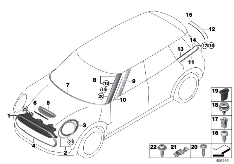 Pravý přední kryt A sloupku MINI CLUBMAN F54 - ORIGINÁL