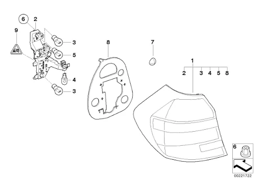 Držák žárovek levé zadní světlo BMW 1 E81 E87 2006-2011 - ORIGINÁL