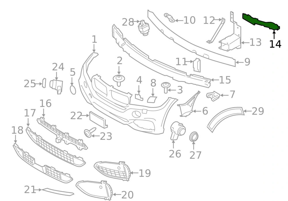 Pravý přední spodní držák světlometu BMW X5 F15 2013-2018 - ORIGINÁL