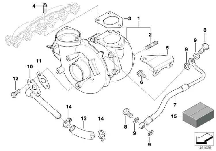 Zpětné olejové potrubí turbodmychadla BMW 3 E46 330 d xd Cd , X3 E83