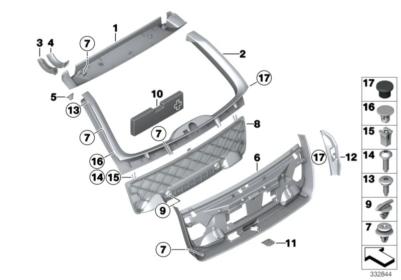 Pravá lišta krytka zadního světla BMW 5 F11 2009-2017 - ORIGINÁL