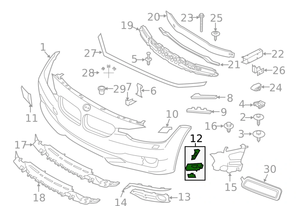 Sada na opravu držáků přední nárazník BMW 3 F34 GT 2012-2021 ORIGINÁL