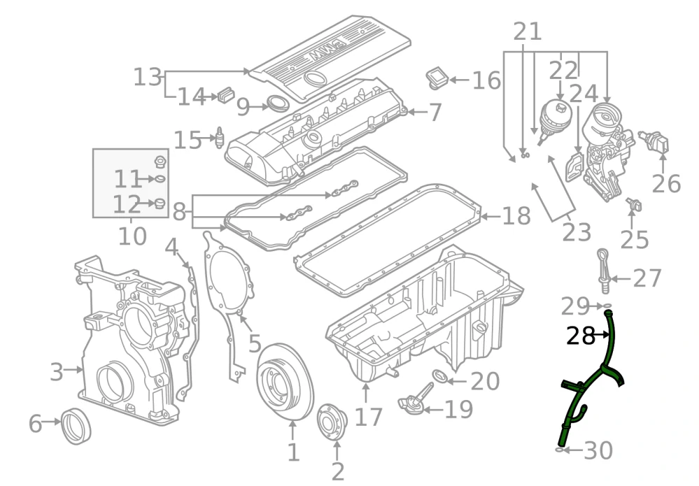 Trubka měrky oleje motoru BMW 3 E46 , 5 E39 , Z4 E85 - ORIGINÁL