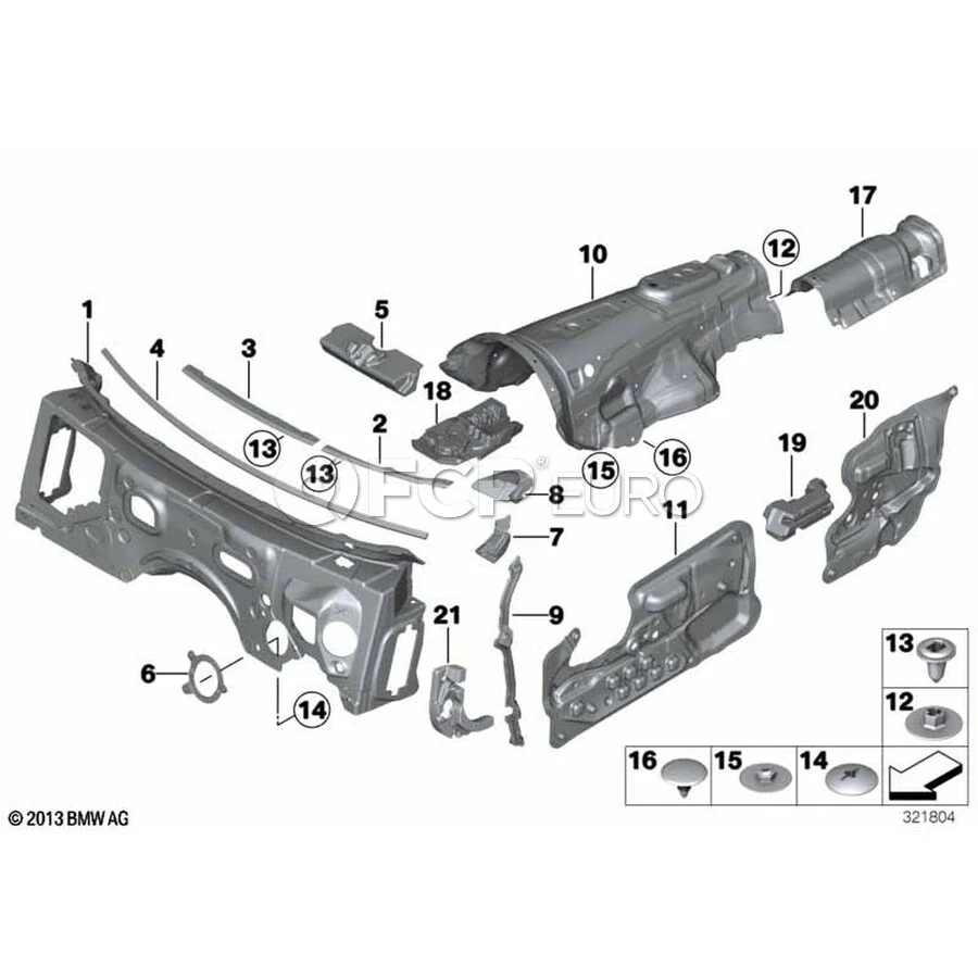 Zvuková izolace levé přední dveře BMW 6 F12 F13 2009-2018 - ORIGINÁL