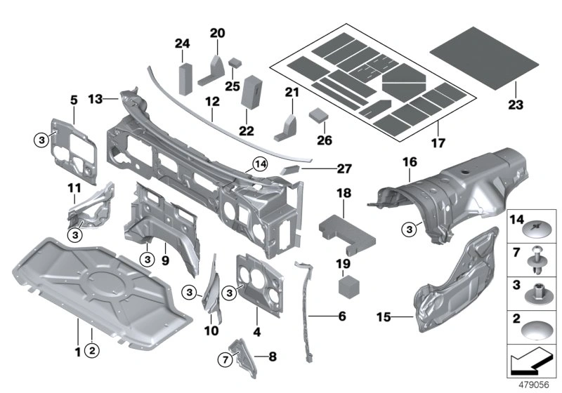 Zvuková izolace pravé přední dveře BMW X5 F15 M F85 , X6 F16 M F86