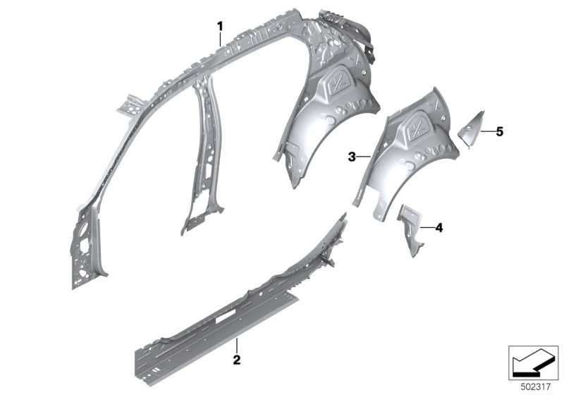 Levý zadní vnější podběh kola BMW 1 F40 5dv 2018-2024 - ORIGINÁL