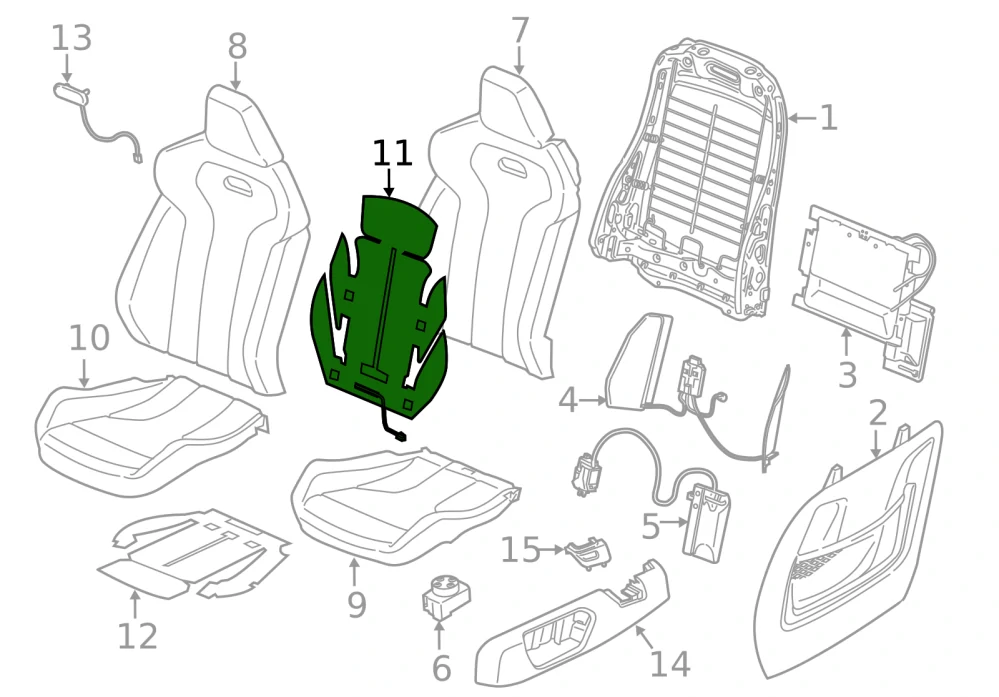 Mezipodložka opěradla sedadla BMW 2 F87 M2 3 F80 M3 4 F82 M4 ORIGINÁL
