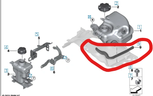 Pěnové těsnění u expanzní nádoby BMW 5 G30 G31 7 G11 G12 8 G14 G15 G16