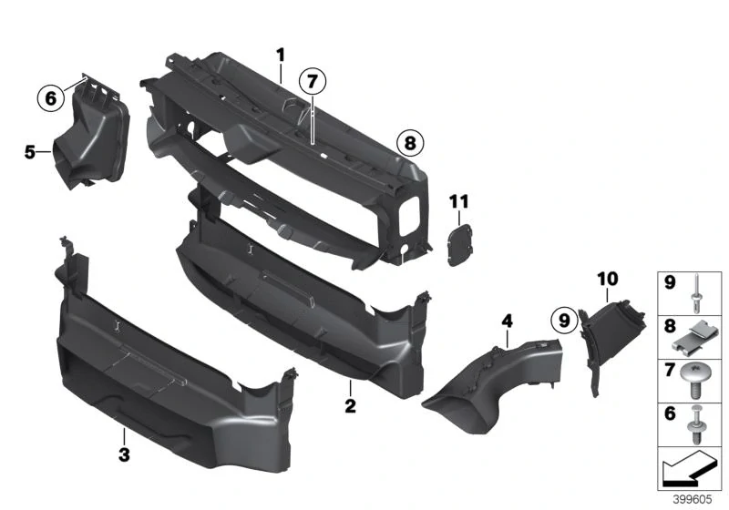 Pravé boční vnitřní vedení vzduchu BMW 3 GT F34 2012-2021 - ORIGINÁL