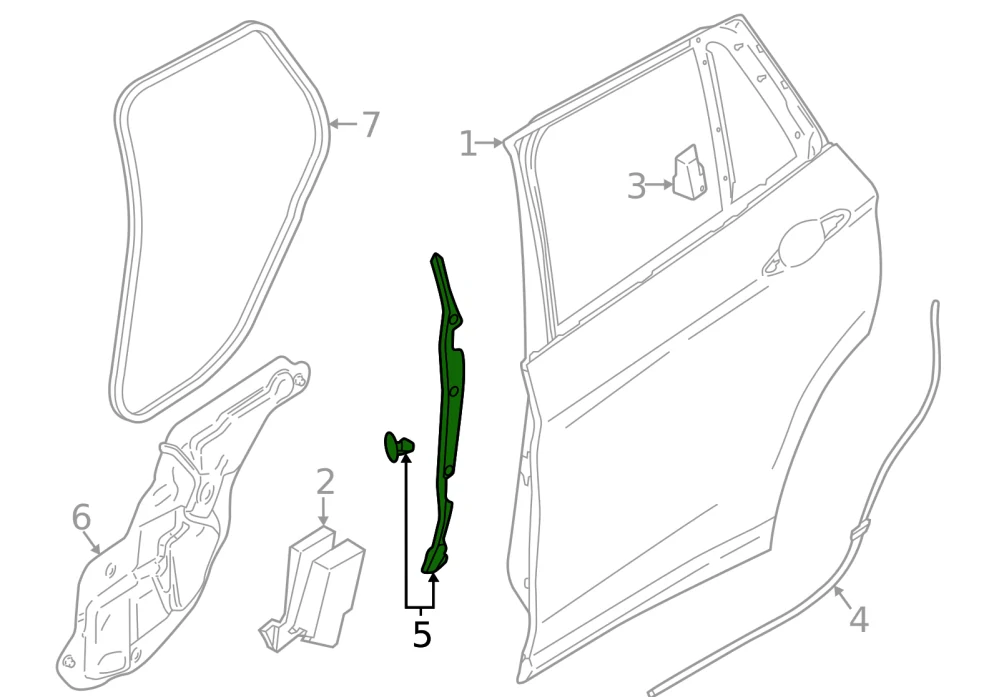 Těsnění spáry pravé zadní dveře BMW X1 F48 2014-2022 - ORIGINÁL