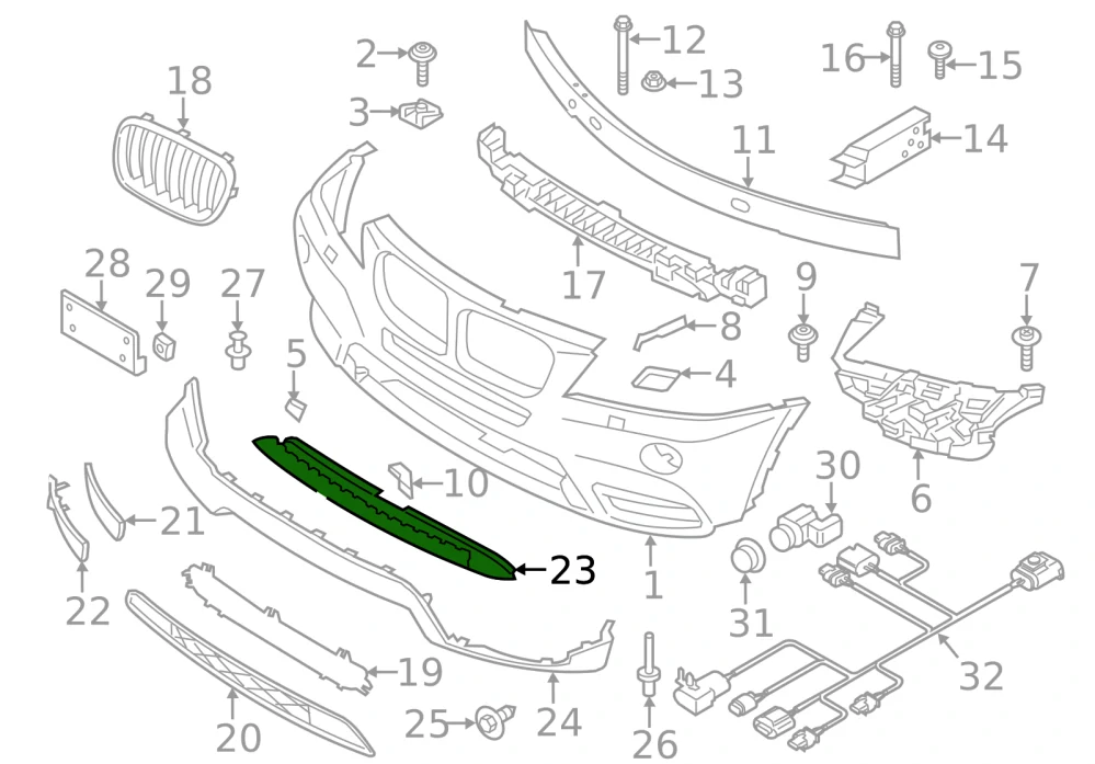 Spoiler kryt přední nárazník X-line BMW X3 F25 2009-2017 - ORIGINÁL