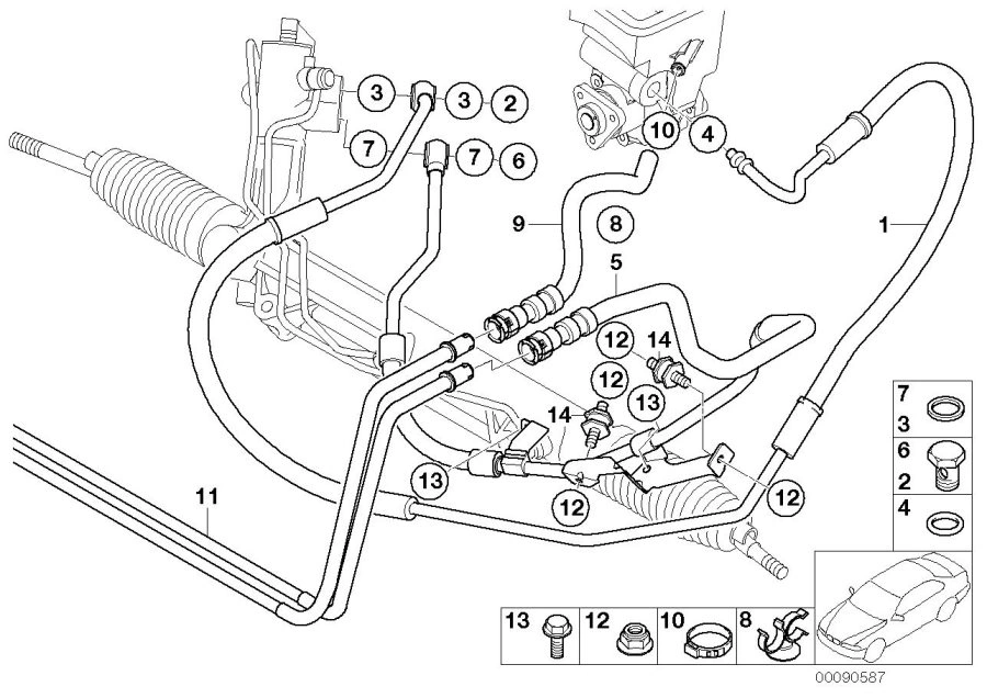 Zpětné hydraulické vedení posilovače řízení BMW X5 E53 3.0d - ORIGINÁL