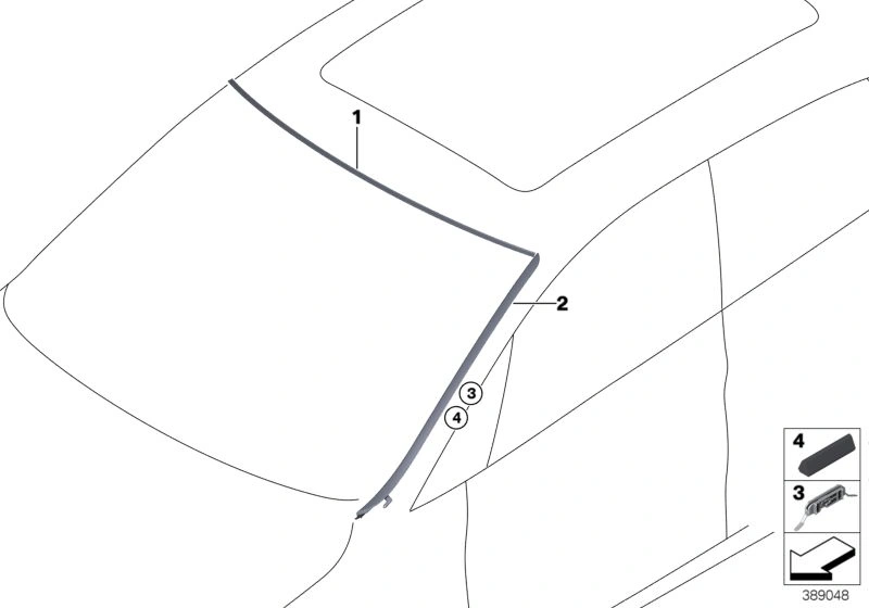 Pravá lišta těsnění čelního skla BMW 2 F46 2014-2022 - ORIGINÁL