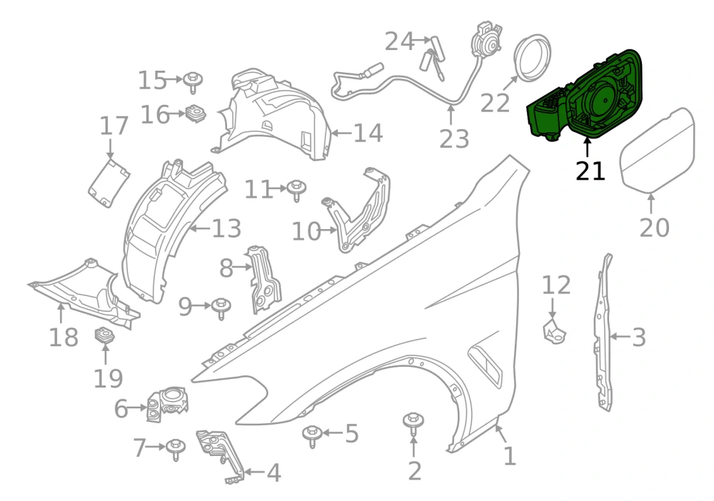 Krytka nabíjecí zásuvky BMW X3 G01 30eX 2018-2024 - ORIGINÁL